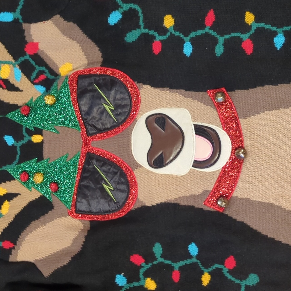 Festive Reindeer Sweater - Black and Red - Picture 3 of 4